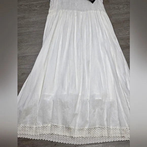 New Camaieu Dress Womans Sz Large Cotton Made In India White Lined Bohemian - Picture 9 of 11